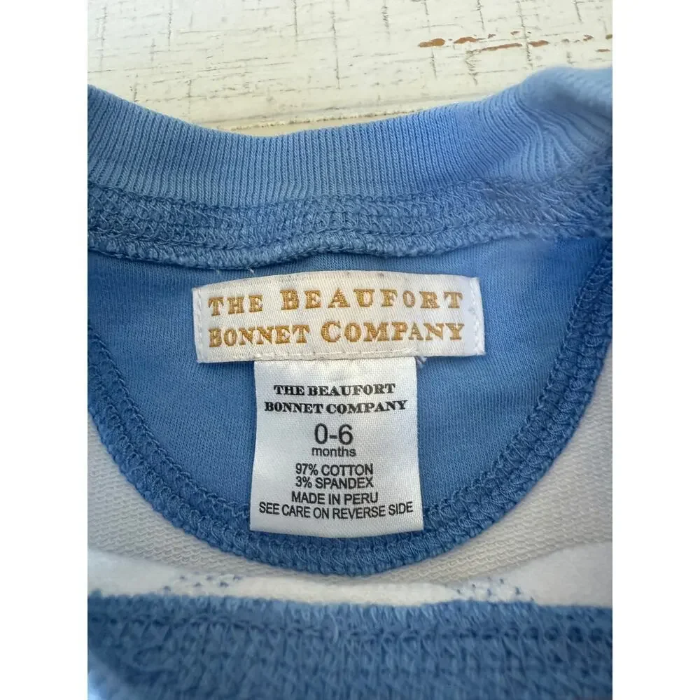 Beaufort Bonnet Baby Barbados Blue Stripe Fleece Sutton's Sweet Dream Set Size6M